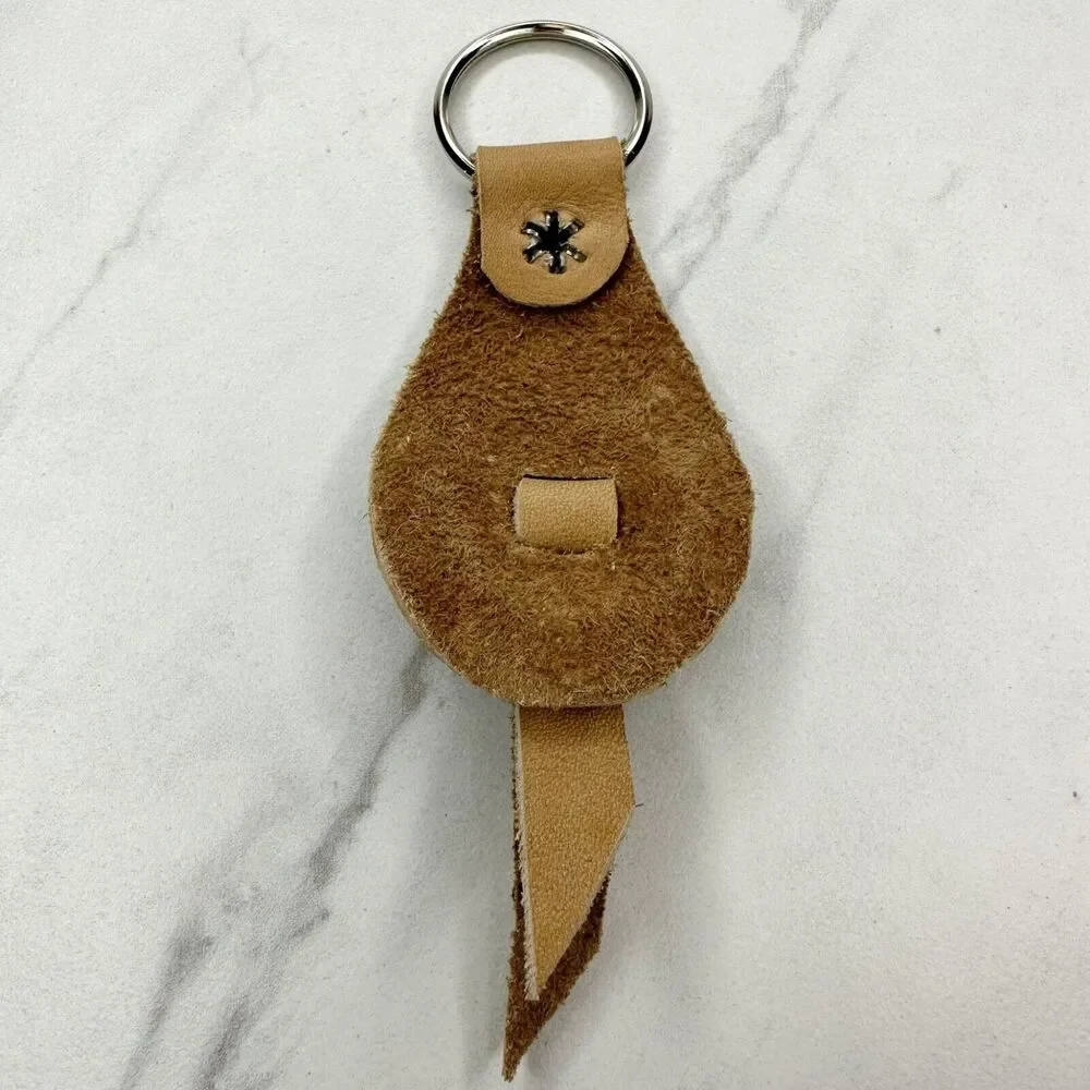 Soft Brown Leather Fringe Western Concho Boho Keychain Keyring